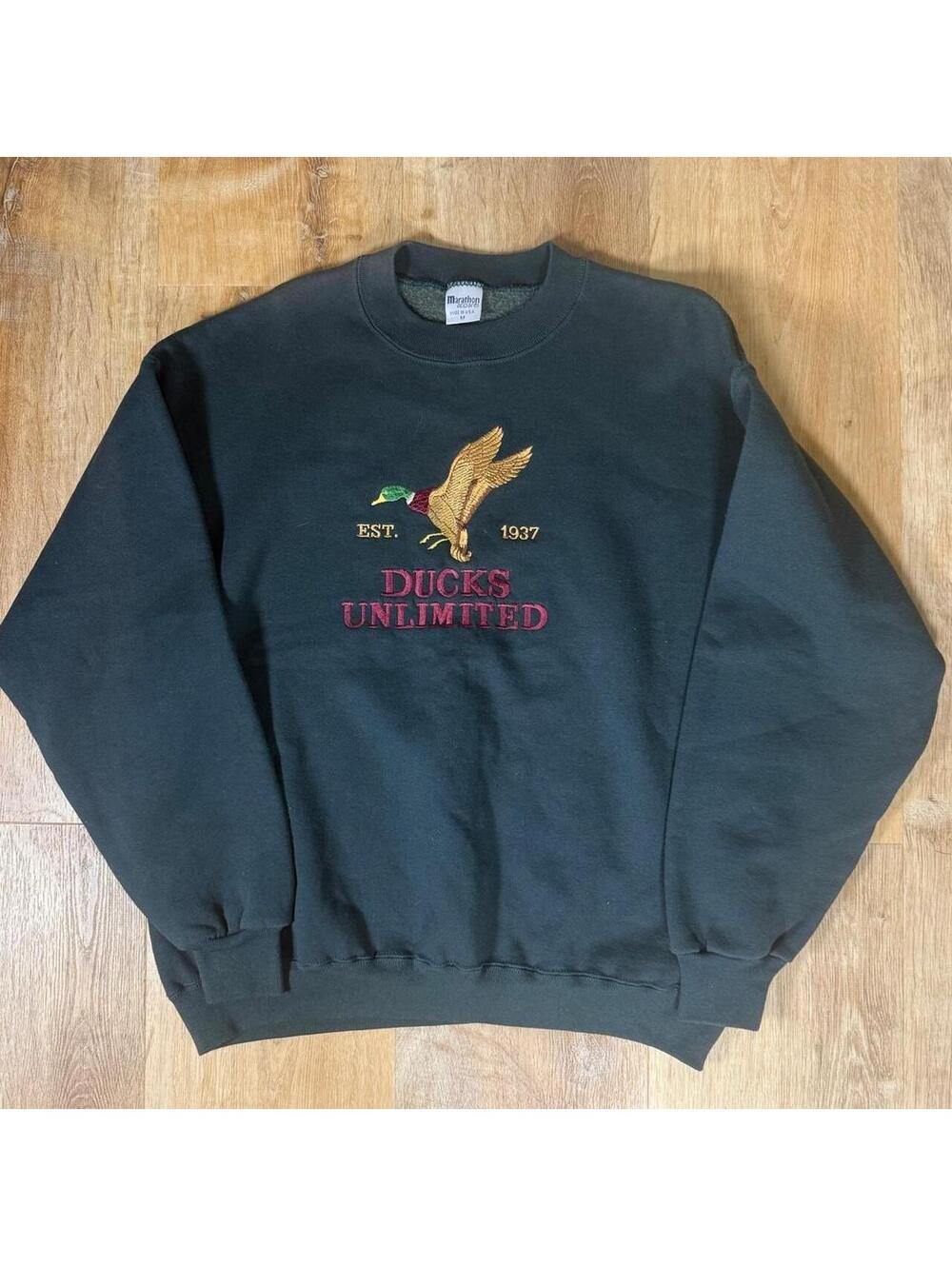 90s Ducks Unlimited Green Graphic Crewneck Sweatshirt – Size M